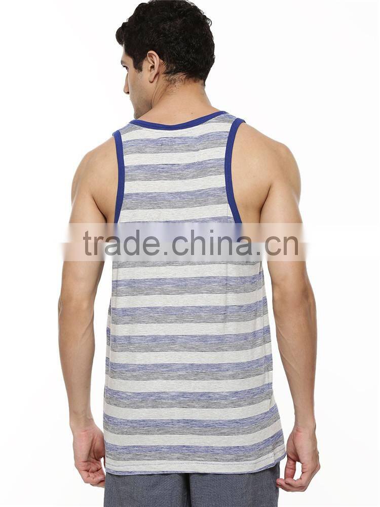 Mens slub striped in bulk vests with pocket wholesale