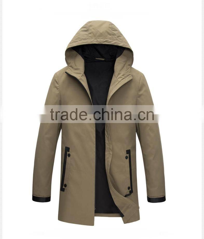 Wholesale Mens Mid Length Hoody Casual Coat Jacket With Contrast Trims