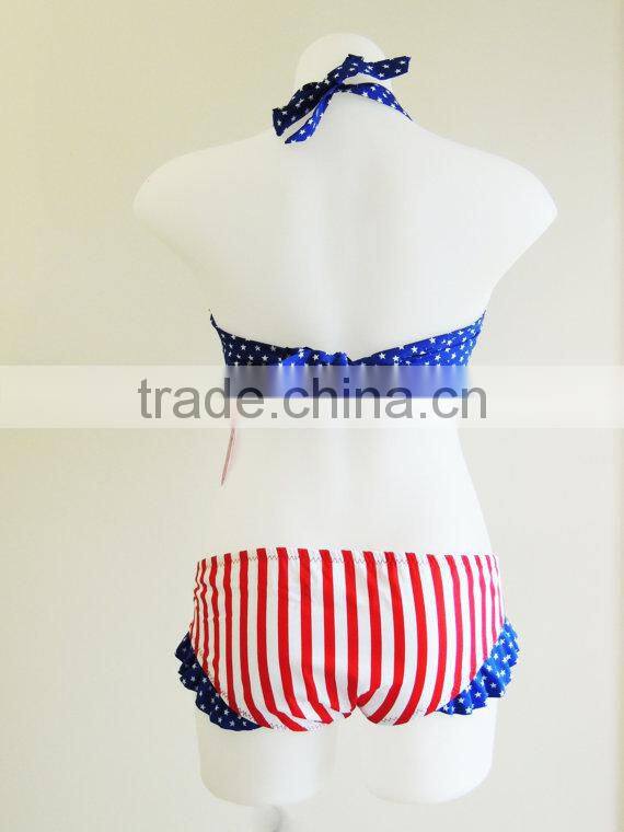 Baby girls star bowknot top and stripes underwear beach wear cover up for kids