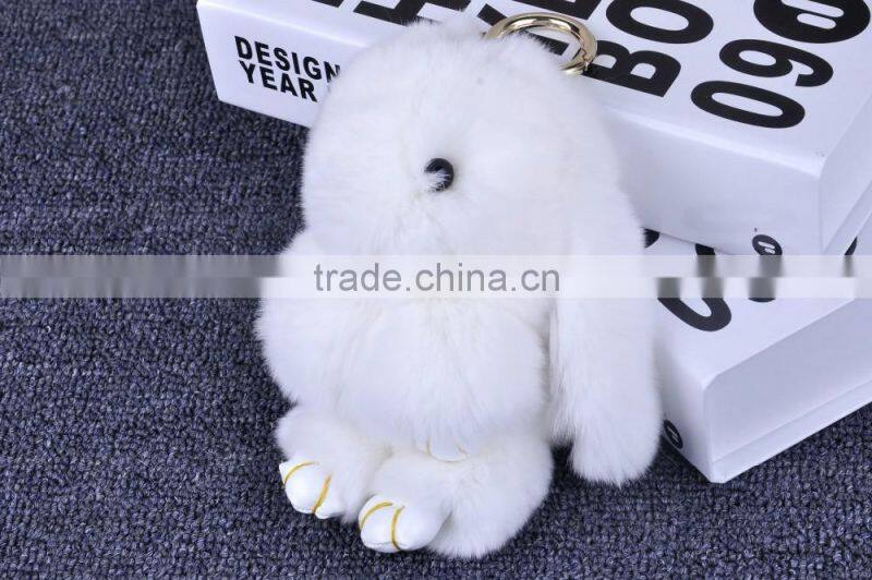 2017 hot sales type funny rabbit fur dolls bag charms woman rex rabbit fur poms colourful bag pendant