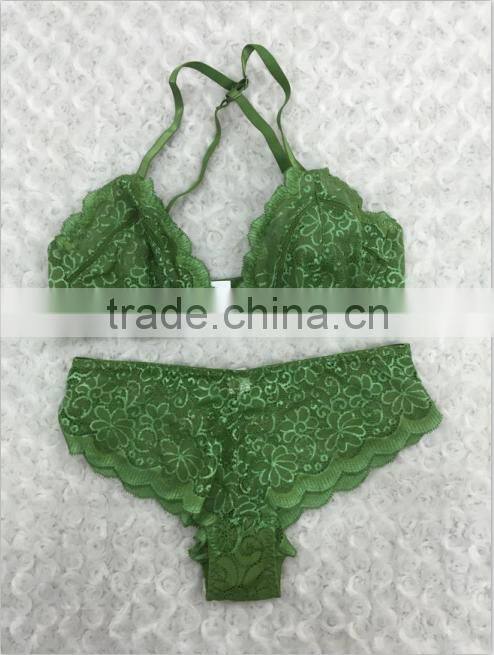High quality women unpadded bra panty set women lace bra panty set