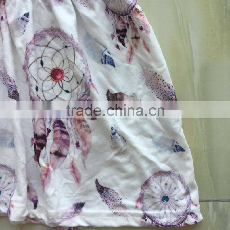 WY-672 Kids Printed Top Stock Milk Silk Top for Girls Pakistani Frocks Yiwu China Ruffle Clothes