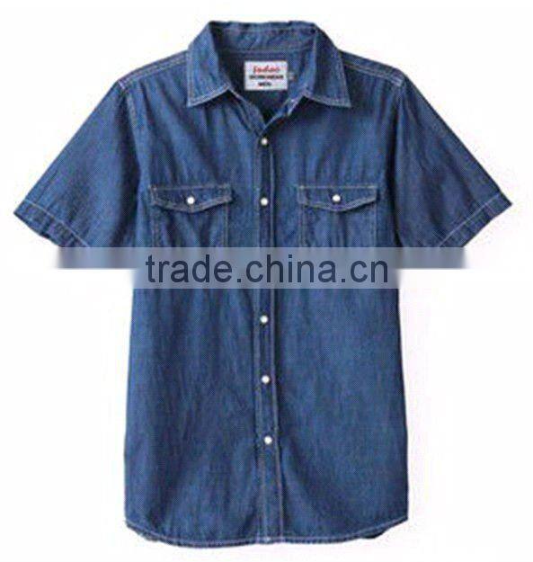 Popular style 100% Cotton Washed Denim/Retro Cowboy short sleeve shirt for men