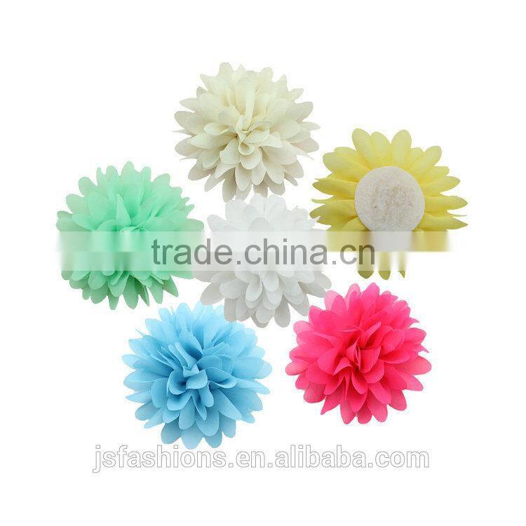 Handmade 10 colors 11cm fabric floral chiffon flower accessories, hair clip, shoes and garments accessories, DIY crafts flowers