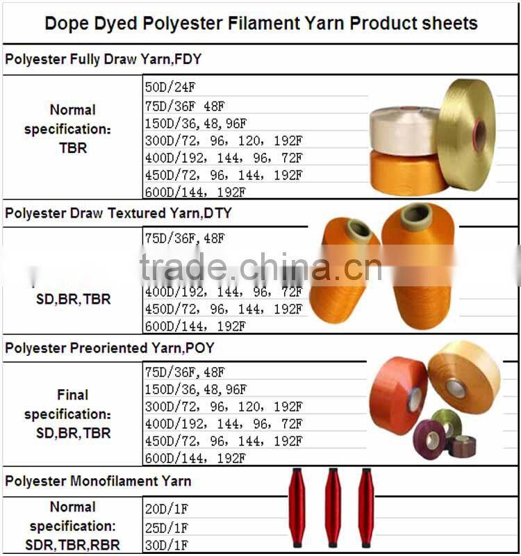 450D/192F Trilobal Bright Dope Dyed Polyester Filament DTY Yarn For Ribbon