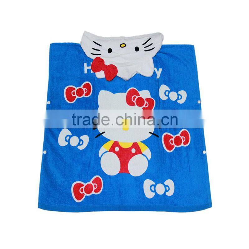 Animal Design Cotton Terry/Terry Velour Kids Beach Towel Hoodie