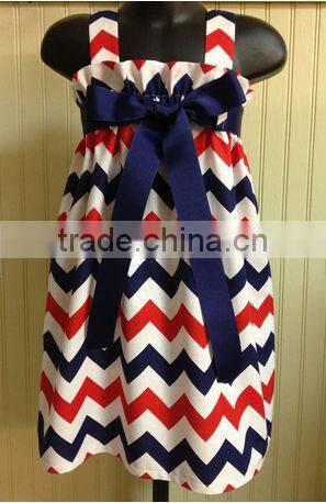 Best seller 2014 July 4th chevron patrotic girls smock dress design American bday dress little girls dress fashion design