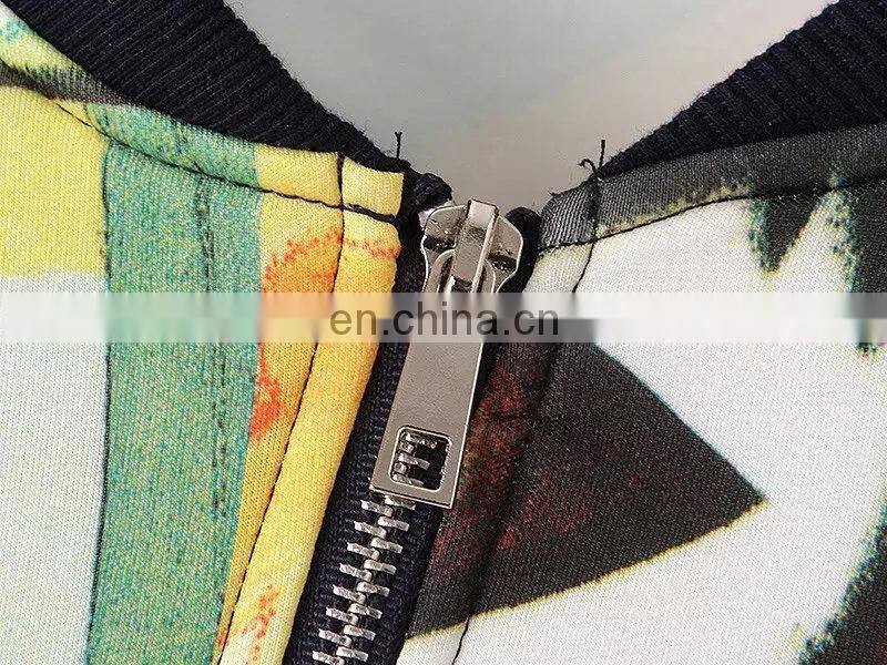 2015 Fashion women jacket Europe America sportwear space cotton long sleeve printed graffiti zipper dress Women's blouses