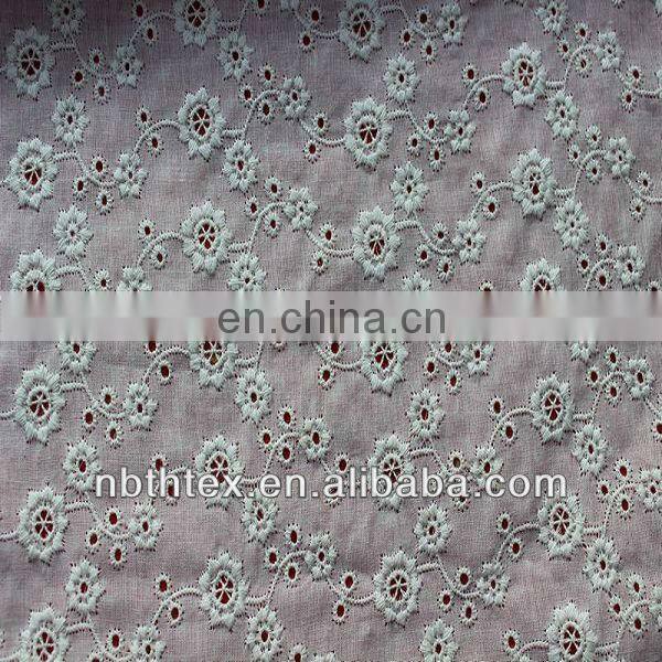 100%cotton eyelet embroidery voile fabric