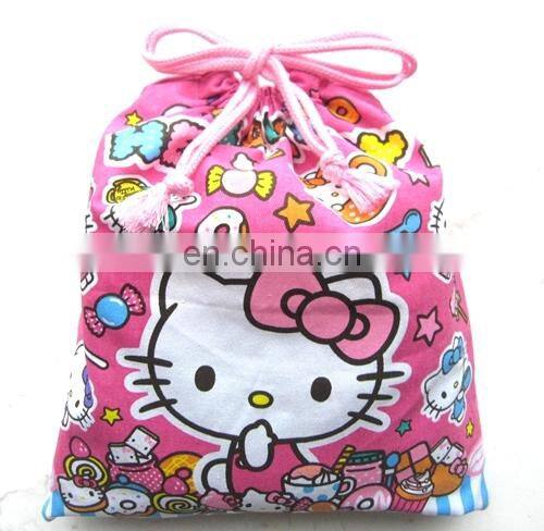 cute kitty foldable lunch bag cartoon drawstring bag portable gift bag shopping bag shoulder bag recycling handled nylon bag