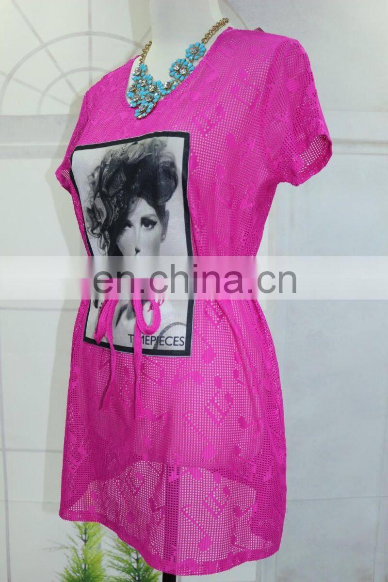 Lace material girl T-shirt at the top of the world design for good sale