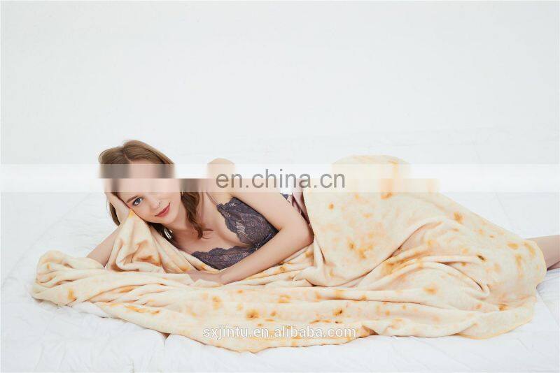 Novelty Mexican Tortilla Flannel Burritos Taco Blanket Burritos Round Wrap Blanket Burrito Blanket