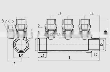 3/4"-1" 2-4 Ways M-BSP x F-BSP Valogin Nickel Plating Brass manifold with T handle