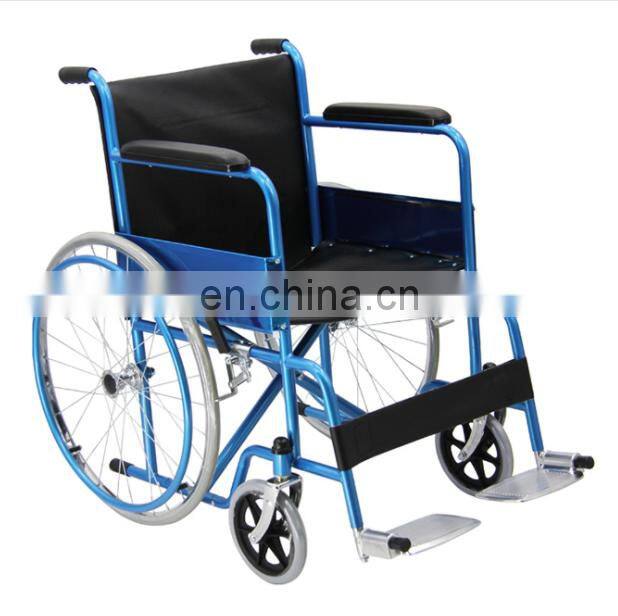 Custom disabled elderly manual push wheelchair folding convenient electroplating manual transport wheelchair