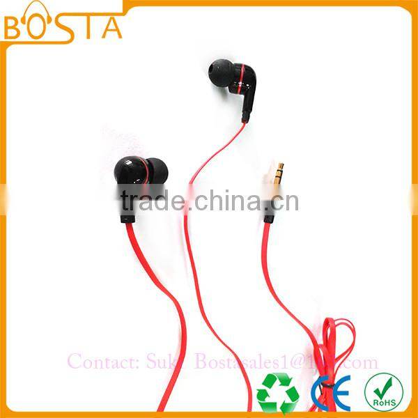 Fashionable China wholesale comfortable stereo computer flat cable earphones earbuds
