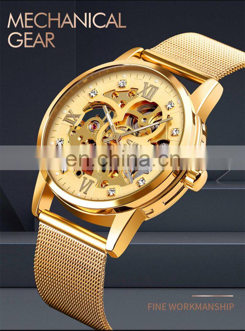 luxury SKMEI 9199 automatic mechanical movement stainless steel men wrist watch