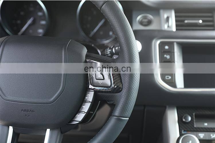 New! Carbon Fiber Style ABS Plastic Accessories For Land Rover Range Rover Evoque Steering Wheel Button Cover Trim