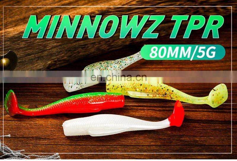JOHNCOO 2021 Hot Sale 8cm Paddle Tail TPE Material Soft Bait Minnowz Fishing Lures