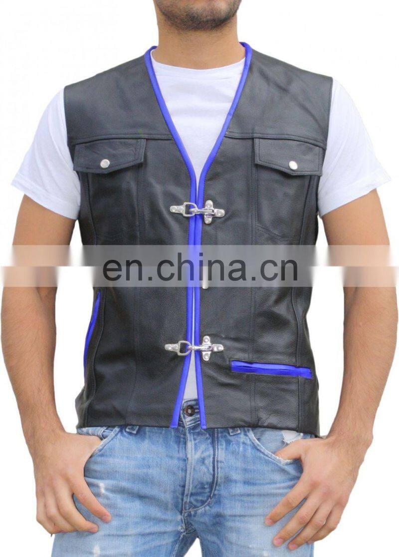 Genuine Leather Biker Motorcycle Vest, Motorbike Vest Made With 3 mm Thick Leather, Leather Motorbike Waistcoat