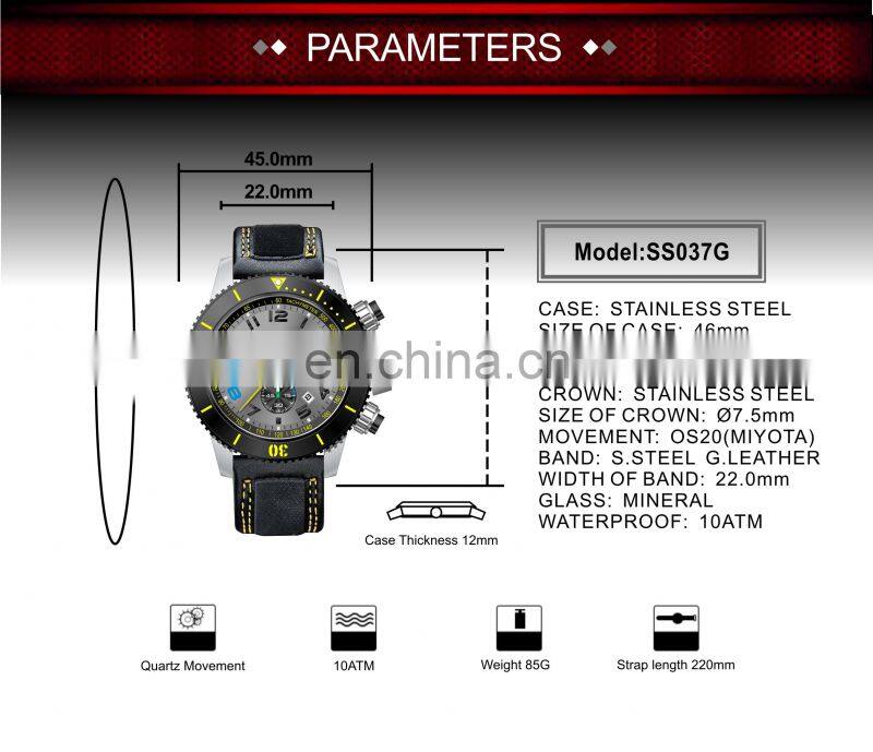 Small order chronograph diver water resistant high quality fashion classic custom logo mens watch waterproof