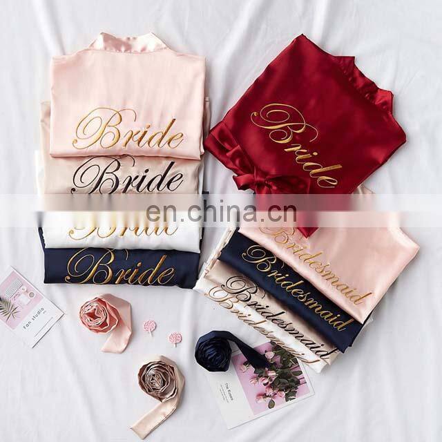 Loq moq Custom Personalized Embroidery robe Wedding Bridesmaid Satin Bridal Robe