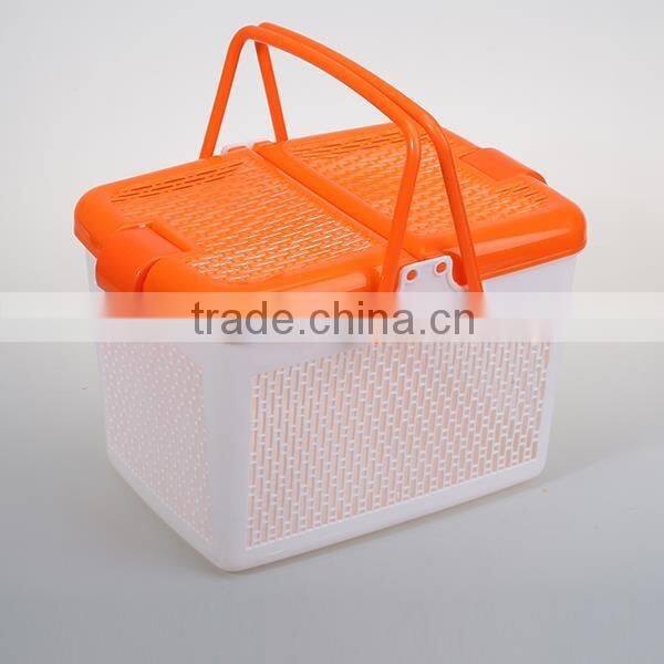 hot sale kitchenware rectanger handle pinic plastic storage basket