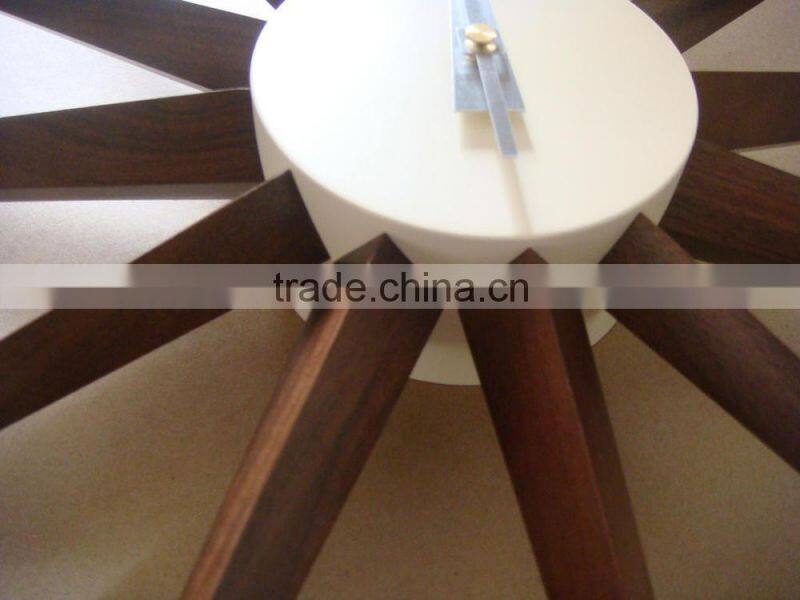 Home decorative Walnut Sunburst Clock wall mounted clock