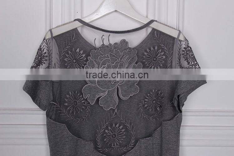 2015 fashion sexy embroidery hollow out solid black summer backless shirt pop line evening dresses