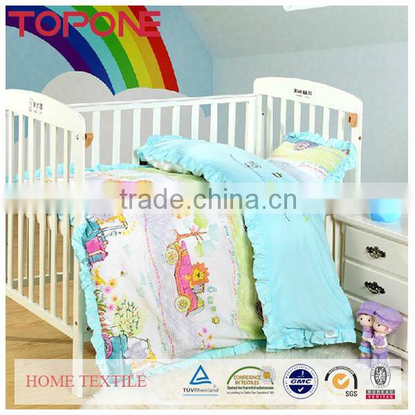 Eco-friendly cotton material comfortable lovely printed cheap kids bed set