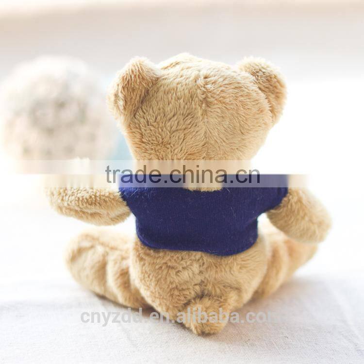 Cheap Plush Toy Couple Bears 11cm Tall Wearing Clothes/Soft Bear Toy in White or Brown/Stuffed Toy Bear of Promotional Gift
