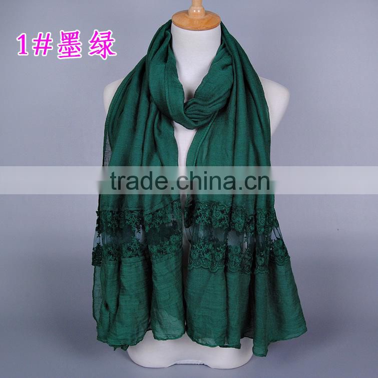 Top Quality Long Cotton Plain Fashion Women Lace Shawl
