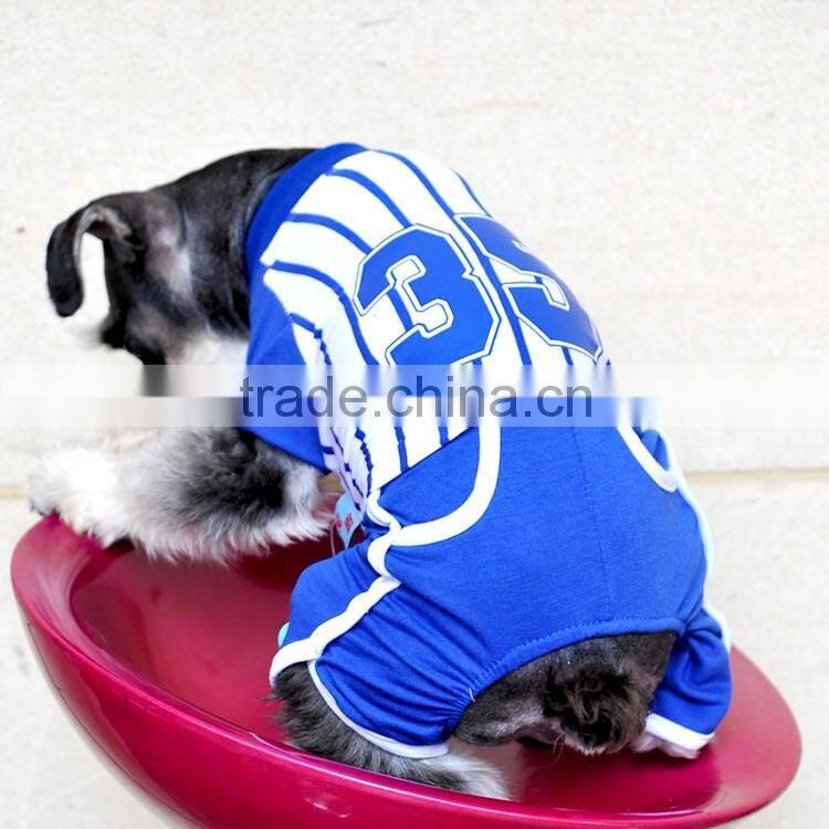 Fashion pet baseball uniform black and white vertical striped dog tracksuit