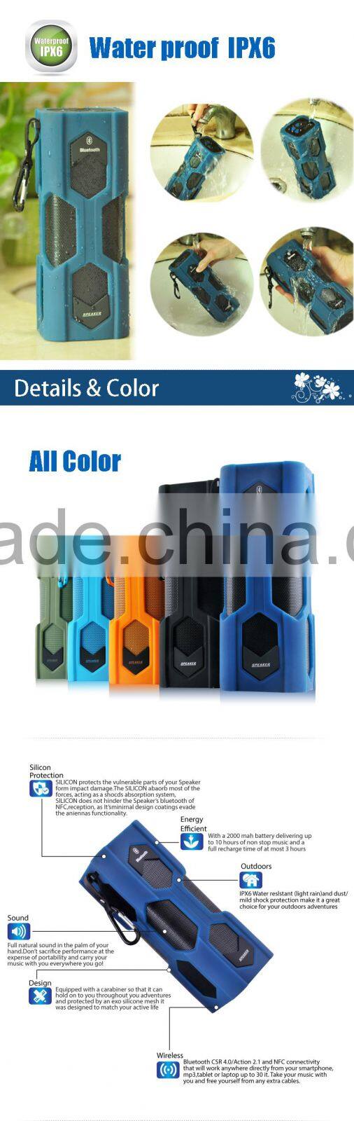 2015 new product NFC outdoor waterproof bluetooth speaker