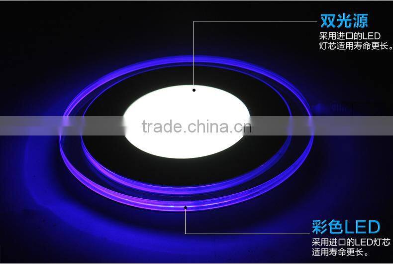 Double Color LED Panel Light 10W 15W 20W Blue+White/Warm White Round Ultrathin LED Ceiling Lamp
