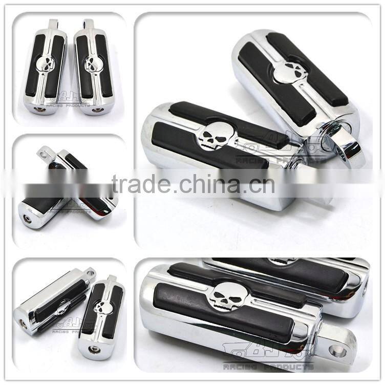 BJ-FP216-051 Chrome Billet Aluminum Foot Pegs Pedal for Serrated Harley Davidson Style