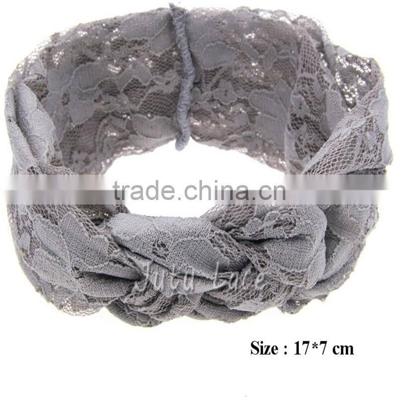 Fancy lace elastic headbands - knitted head wraps for 0-4years old kids hair accessory - wide lace headband