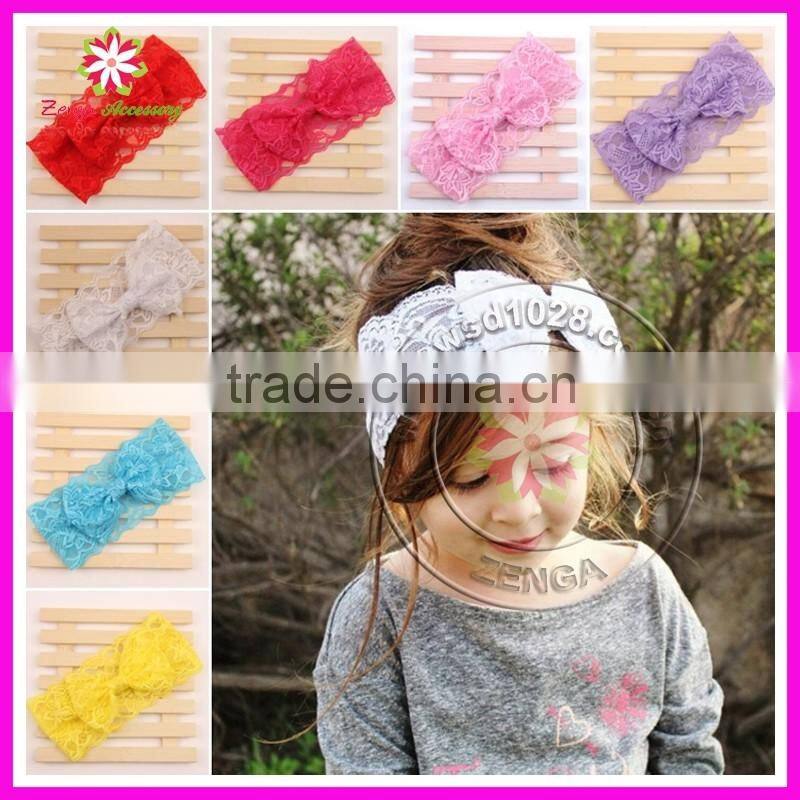 Bow lace headband, lace elastic headband, elastic lace headband