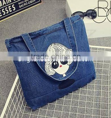 2015 the latest simple design promotional denim bag with logo