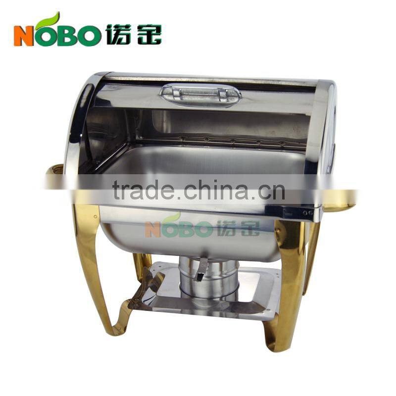Stainless steel roll top chafing dish with single pan/buffet server with alcohol stove