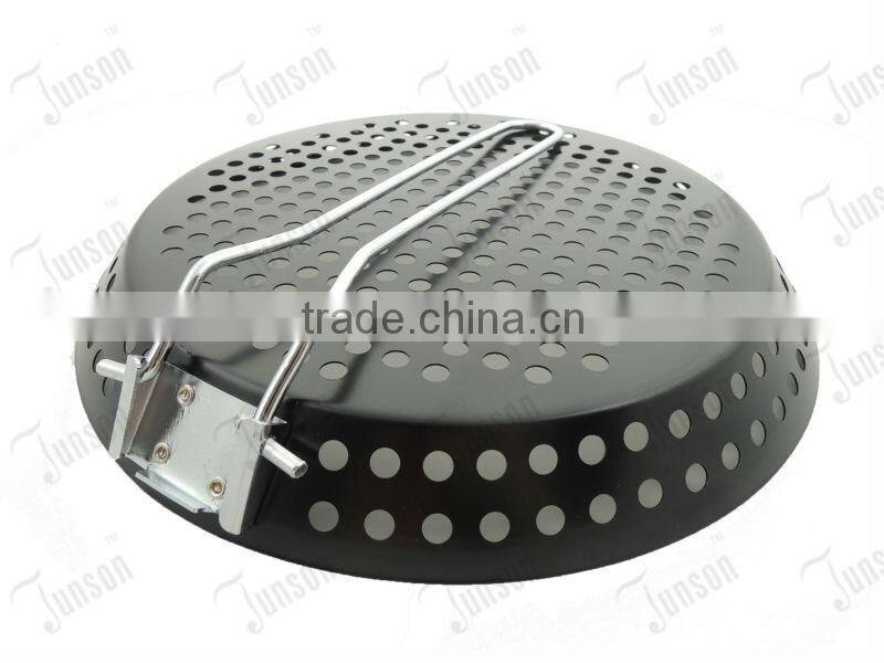Round Grill Pan With Removable Handle/Nonstick Coated Grill Pan With Foldable Handle