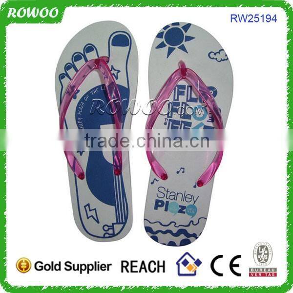 Custom Design Slippers Clear Flip Flops Printed Hotel Slipper