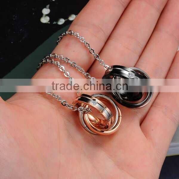 Meaningful couple rings pendant necklace
