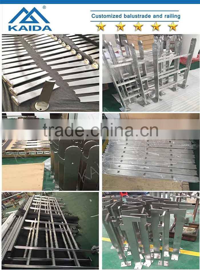 Glass no need to cut hole steel balustrade for shopping mall