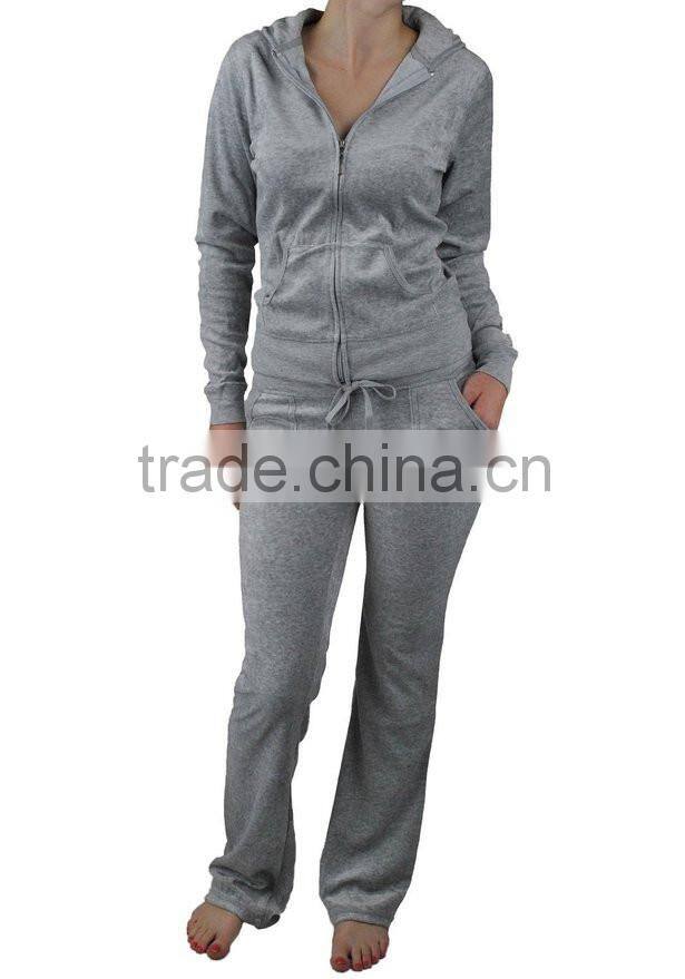 2016 china sports cheap fashion women wholesale velour tracksuits with hood for lady