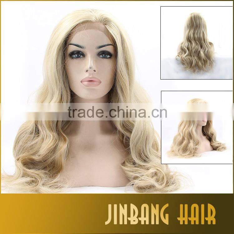 2016 High Quality Blonde Long Loose Curl Synthetic Lace Front Wigs Heat Resistant Lace front Wigs