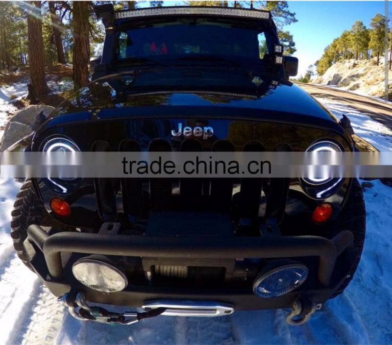 7 Inch Round 12v 24v 40W 3800 Lumens Hi/Lo Beam Cre-e LED Headlights With Halo Ring Angel Eyes DRL For Jee-p Wrangler JK TJ LJ