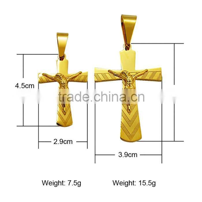 China wholesale JCN0330 stainless steel gold Jesus cross necklace pendant