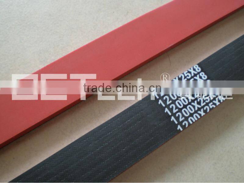 Rubber flat belt coat with vulcanized rubber