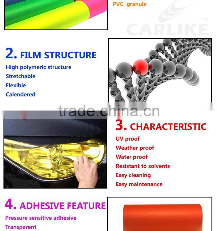 CARLIKE Glitter Pink Headlight Self Adhesive Vinyl Film For Car