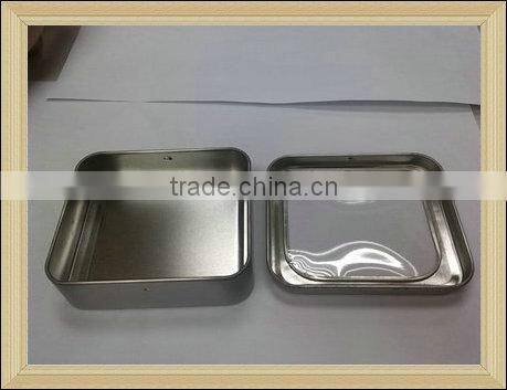 Top quality flat cap window tin box